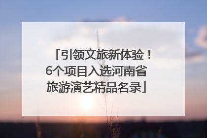 引领文旅新体验！6个项目入选河南省旅游演艺精品名录